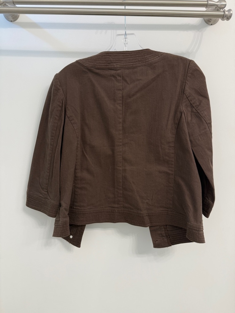 Talbots Brown Collarless Button-Front Jacket - Picture 2 of 2